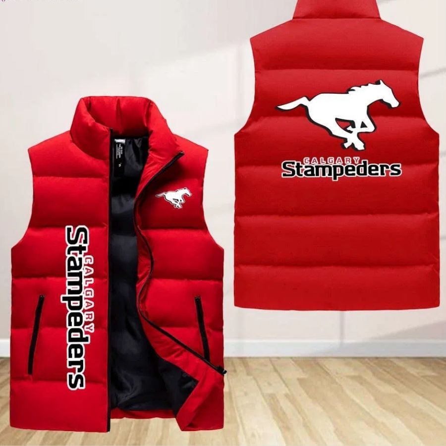 Calgary Stampeders Sleeveless Puffer Jacket Custom For Fans Gifts