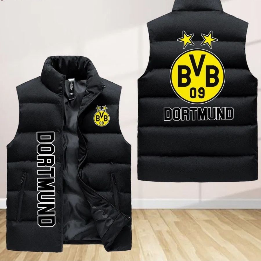 Borussia Dortmund Sleeveless Puffer Jacket Custom For Fans Gifts