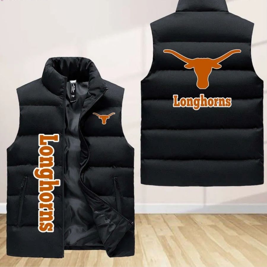 Texas Longhorns Sleeveless Puffer Jacket Custom For Fans Gifts