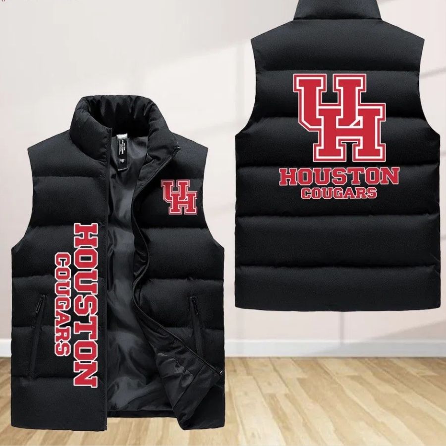 Houston Cougars Sleeveless Puffer Jacket Custom For Fans Gifts