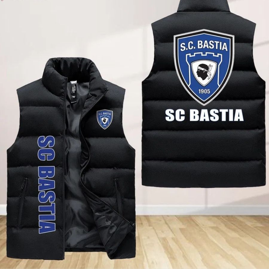Sc Bastia Sleeveless Puffer Jacket Custom For Fans Gifts