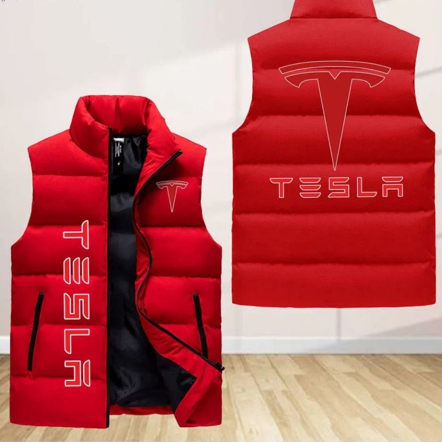 Tesla Sleeveless Puffer Jacket Custom For Fans Gifts