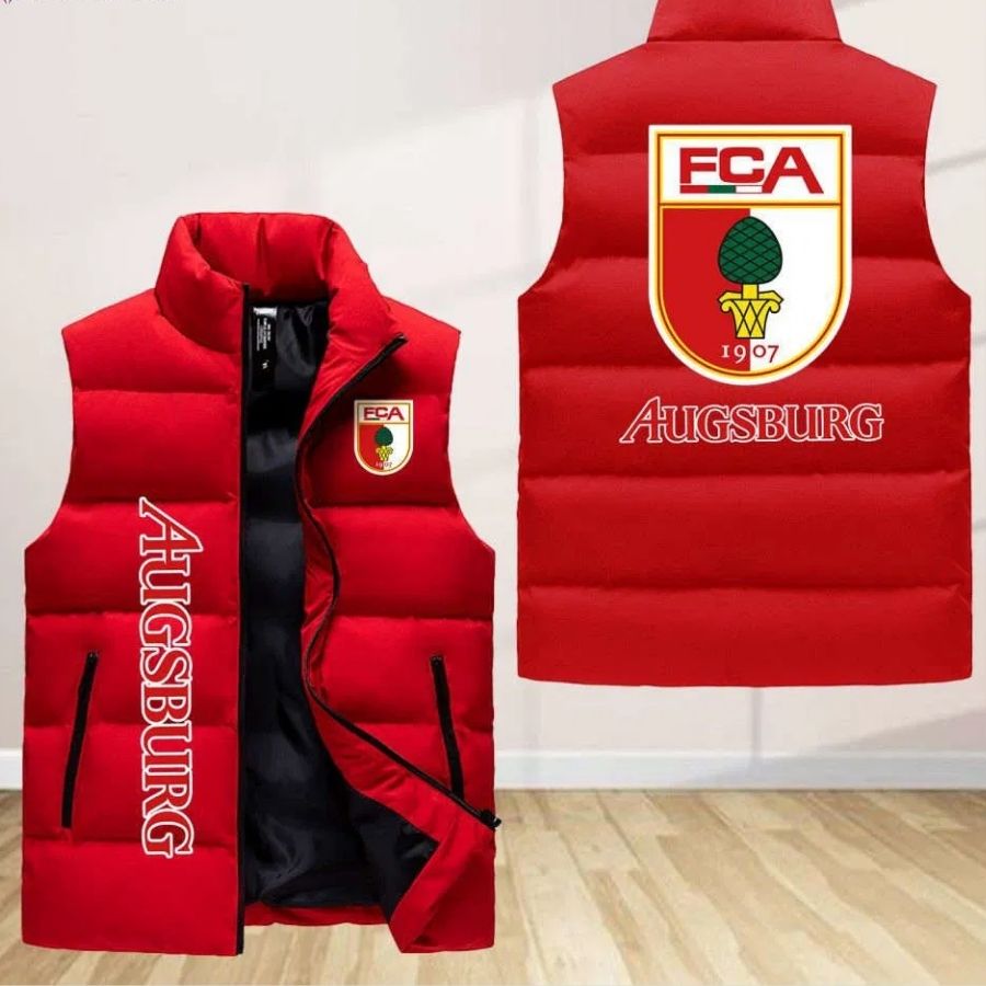 Fc Augsburg Sleeveless Puffer Jacket Custom For Fans Gifts