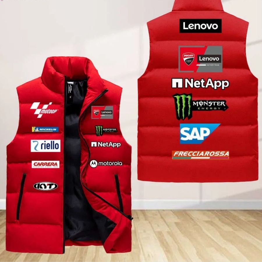 Ducati Lenovo Team Sleeveless Puffer Jacket Custom For Fans Gifts