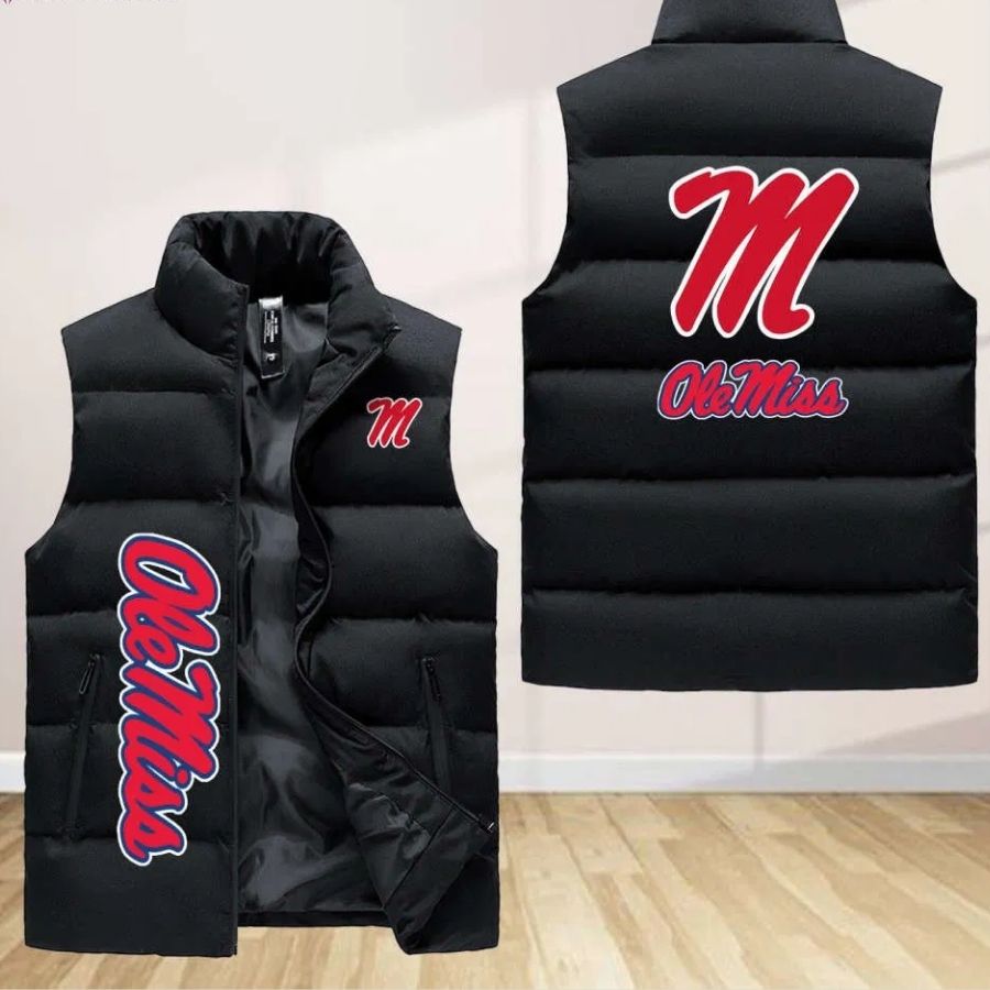 Ole Miss Rebels Sleeveless Puffer Jacket Custom For Fans Gifts