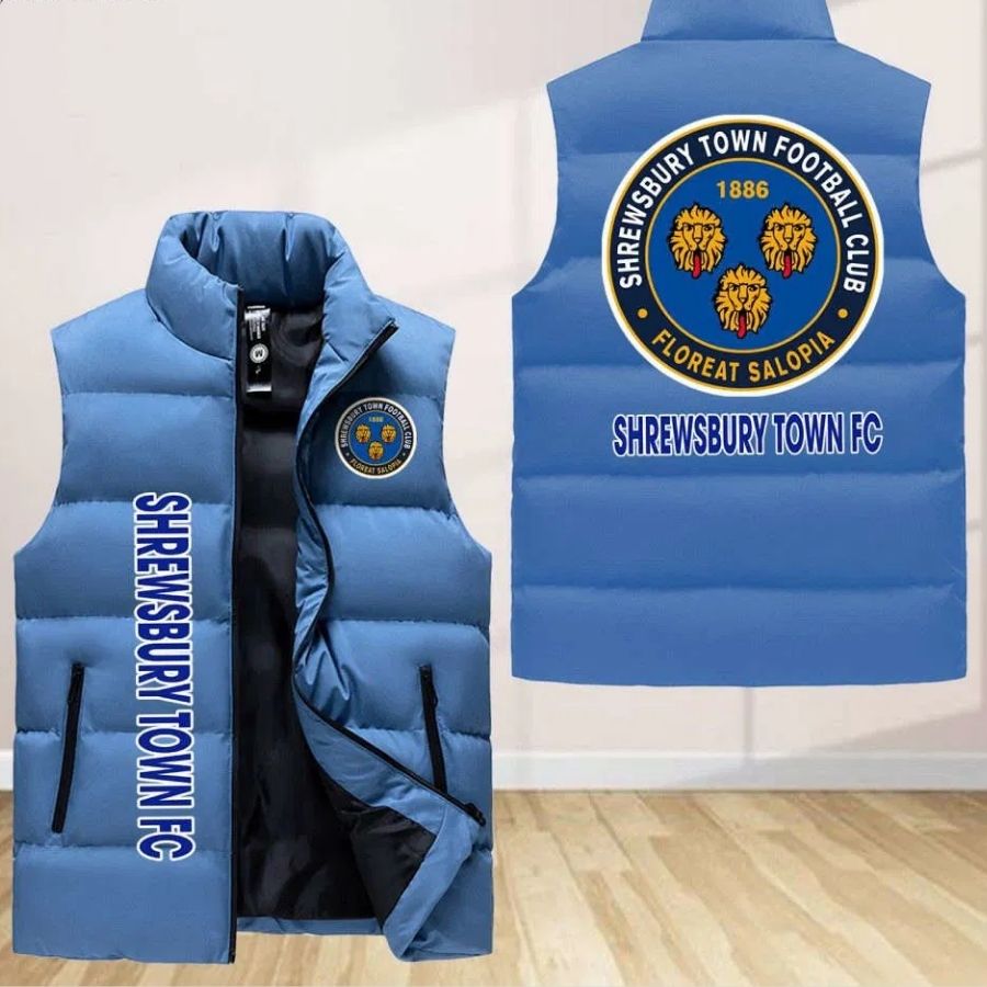 Shrewsbury Town Sleeveless Puffer Jacket Custom For Fans Gifts