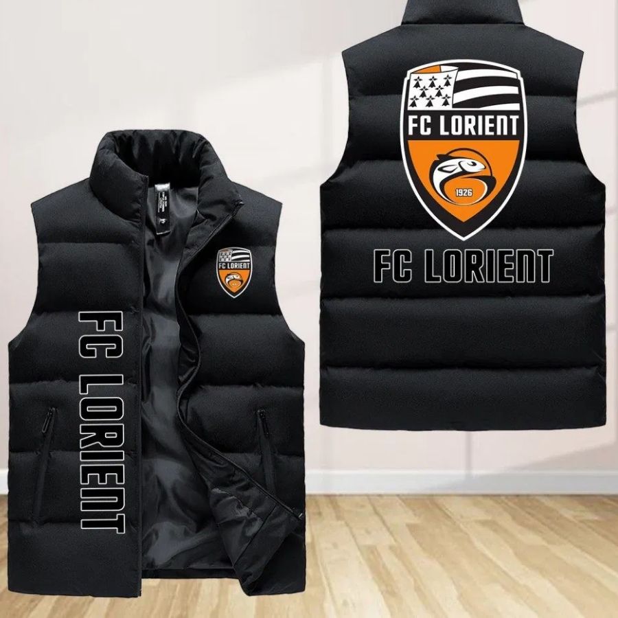 Fc Lorient Sleeveless Puffer Jacket Custom For Fans Gifts