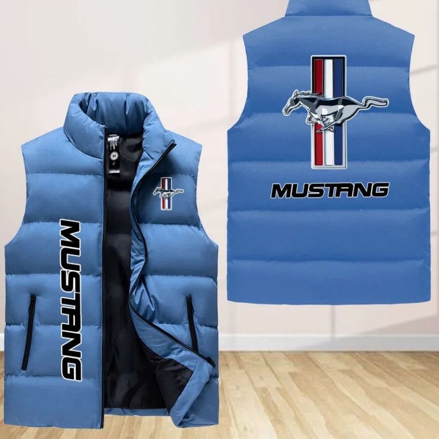 Ford Mustang Sleeveless Puffer Jacket Custom For Fans Gifts