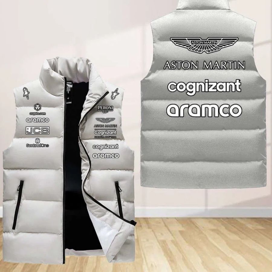 Aston Martin Cognizant Gifts Team Sleeveless Puffer Jacket Custom For Fans Gifts