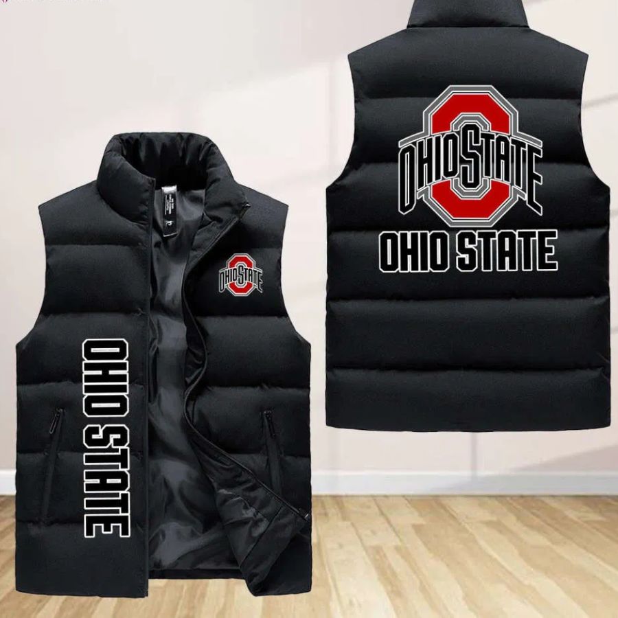 Ohio State Buckeyes Sleeveless Puffer Jacket Custom For Fans Gifts