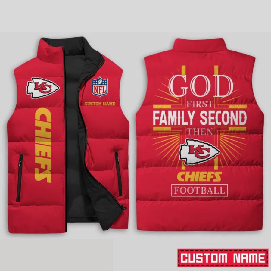 Kansas City Chiefs NFL Sleeveless Puffer Jacket Custom Name For Men Women