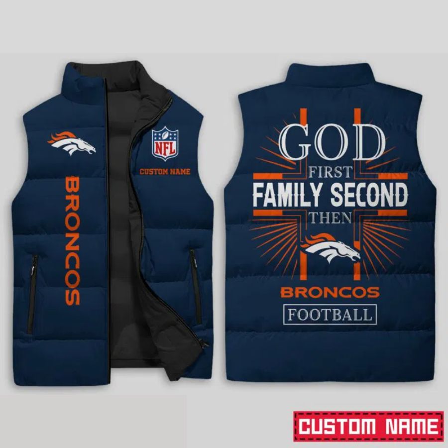 Denver Broncos NFL Sleeveless Puffer Jacket Custom For Fans Gifts