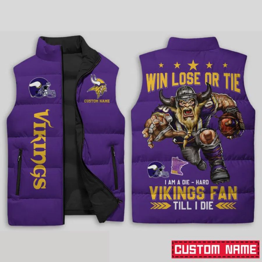 Minnesota Vikings NFL Sleeveless Puffer Jacket Custom For Fans Gifts