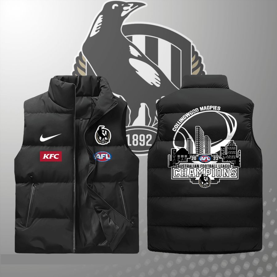 Collingwood Magpies AFL Champions Sleeveless Puffer Jacket For Men Women