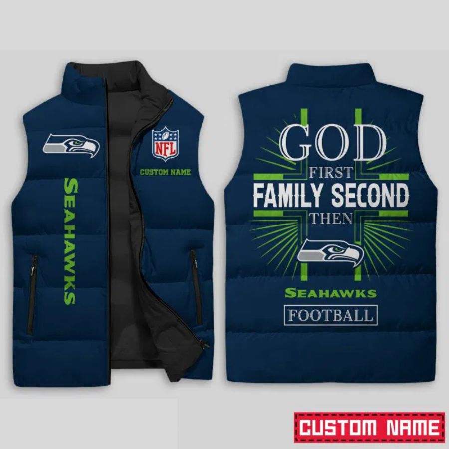 Seattle Seahawks NFL Sleeveless Puffer Jacket Custom For Fans Gifts