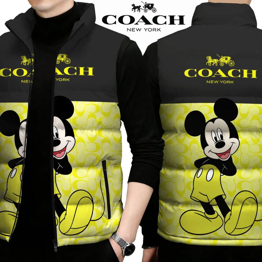 Coach Limited Edition Sleeveless Puffer Jacket For Men Women Luxury Fit