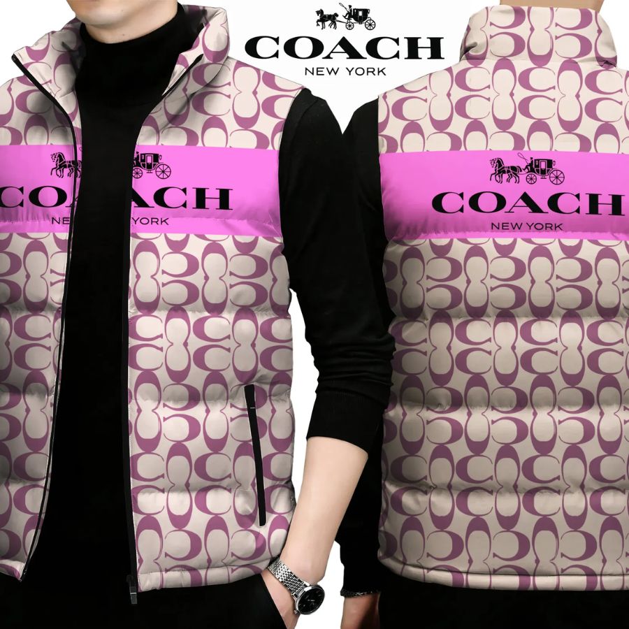 Coach Limited Edition Sleeveless Puffer Jacket For Men Women Layered Look