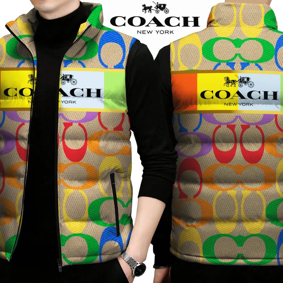 Coach Limited Edition Sleeveless Puffer Jacket For Men Women Outdoor Fit