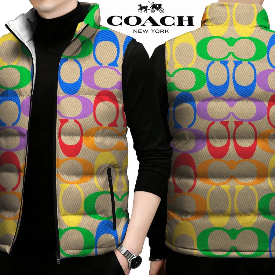 Coach Limited Edition Sleeveless Puffer Jacket For Men Women Slim Fit