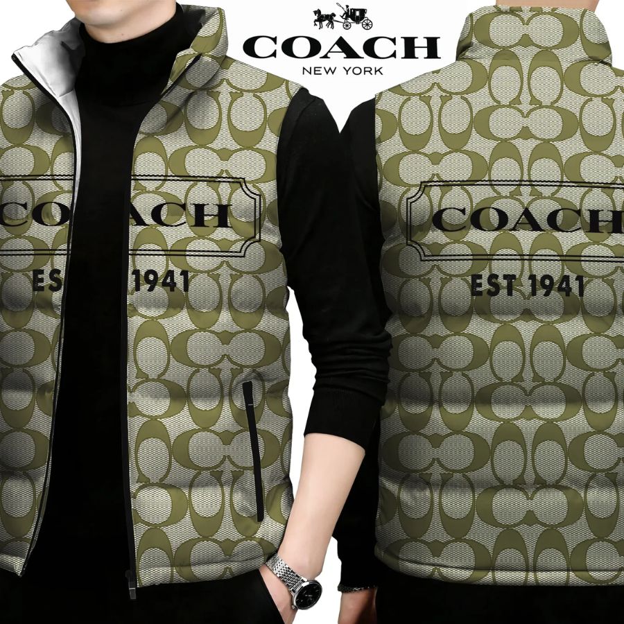 Coach Limited Edition Sleeveless Puffer Jacket For Men Women Classic Fit