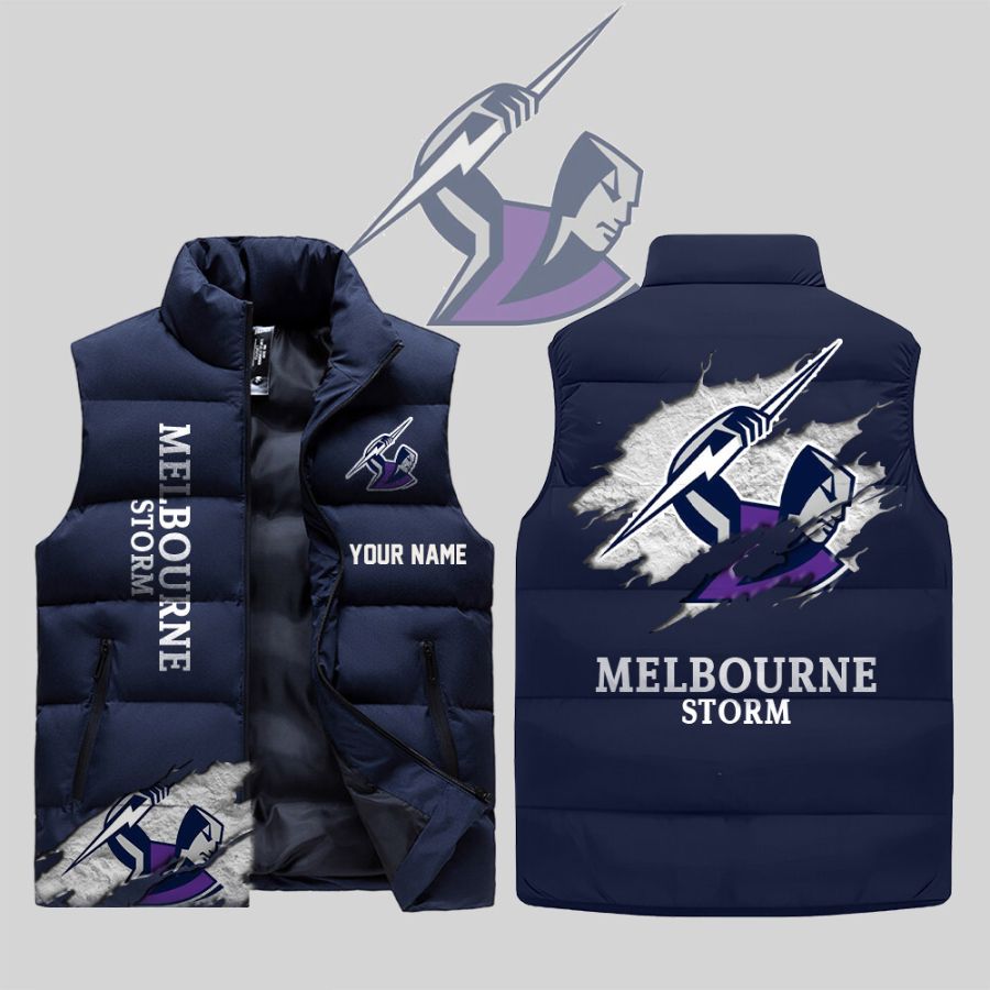 Melbourne Storm Nrl Sleeveless Puffer Jacket For Fans