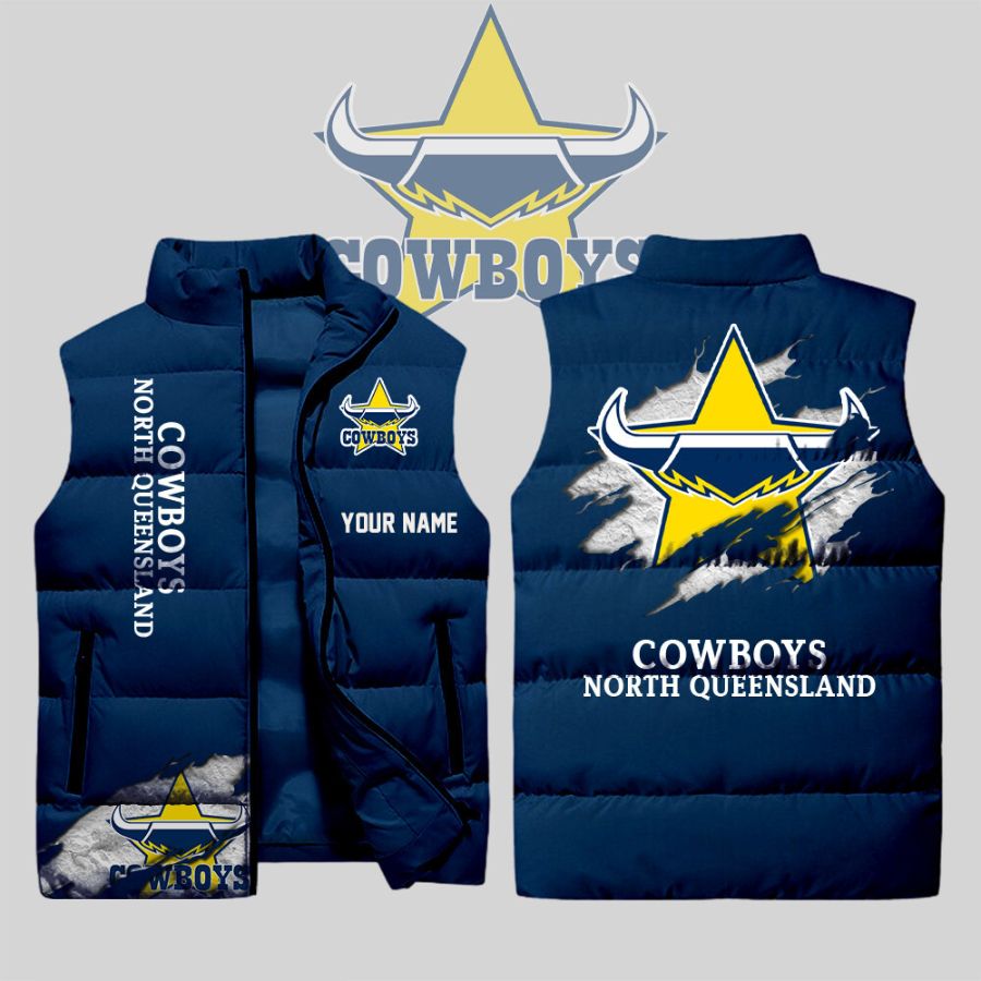 North Queensland Cowboys Nrl Sleeveless Puffer Jacket For Fans