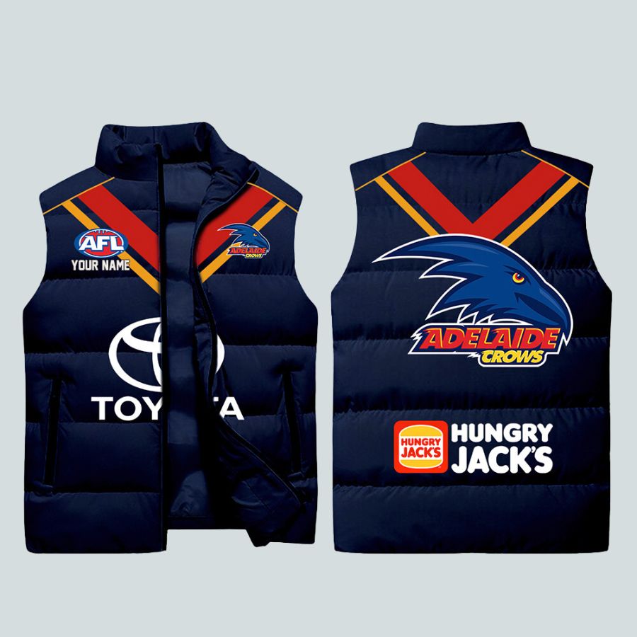 Adelaide Crows Afl Sleeveless Puffer Jacket For Fans