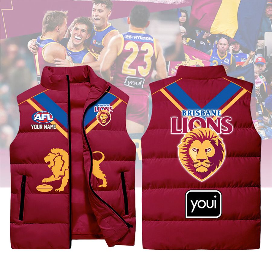 Brisbane Lions Afl Sleeveless Puffer Jacket For Fans