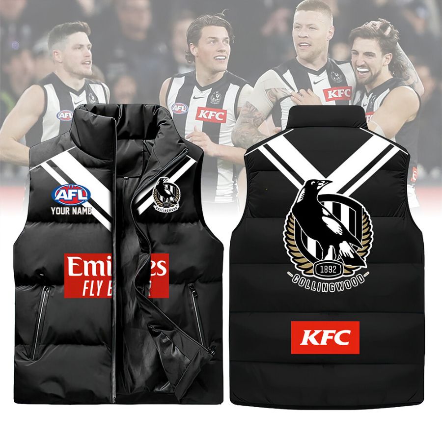 Collingwood Magpies Afl Sleeveless Puffer Jacket For Fans