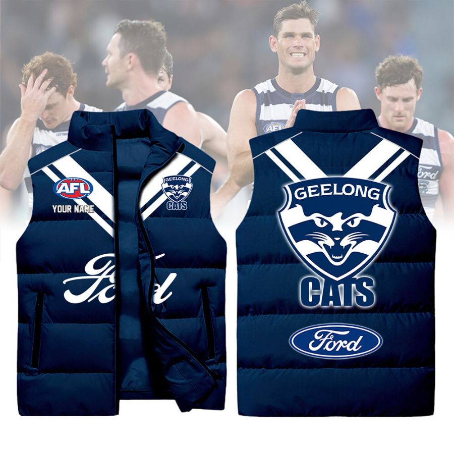 Geelong Cats Afl Sleeveless Puffer Jacket For Fans