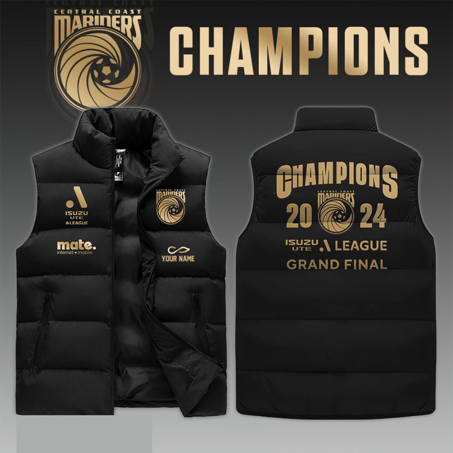 Central Coast Mariners Fc Al Sleeveless Puffer Jacket For Fans