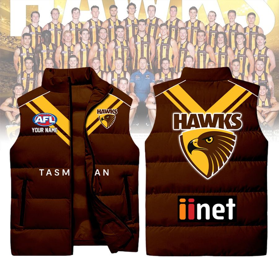 Hawthorn Hawks Afl Sleeveless Puffer Jacket For Fans