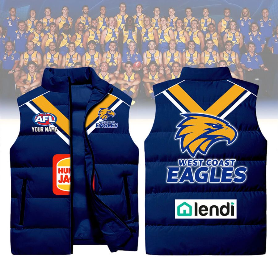 West Coast Eagles Afl Sleeveless Puffer Jacket For Fans
