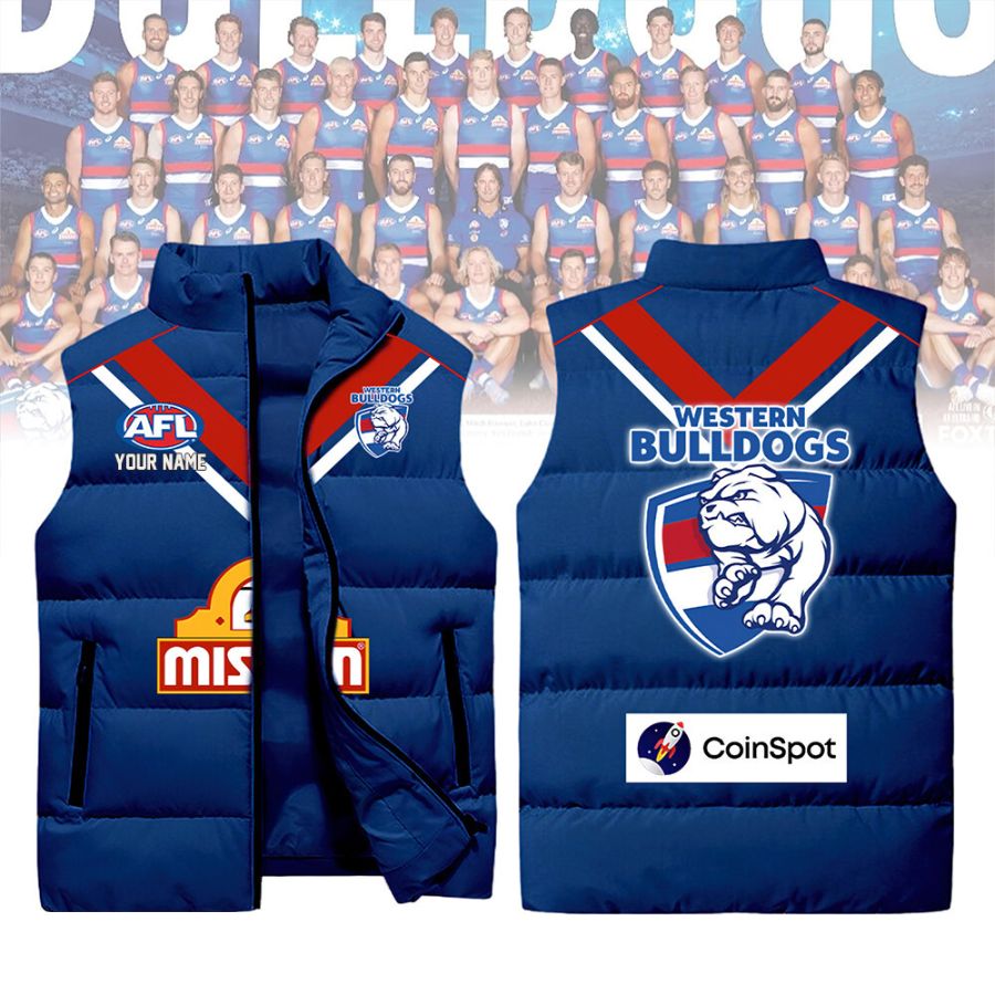 Western Bulldogs Afl Sleeveless Puffer Jacket For Fans
