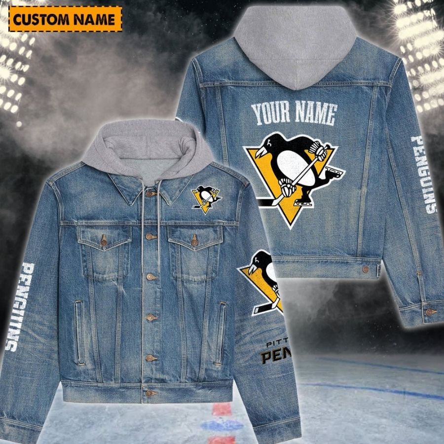 Pittsburgh Penguins New Personalized Hooded Denim Jacket For Fans