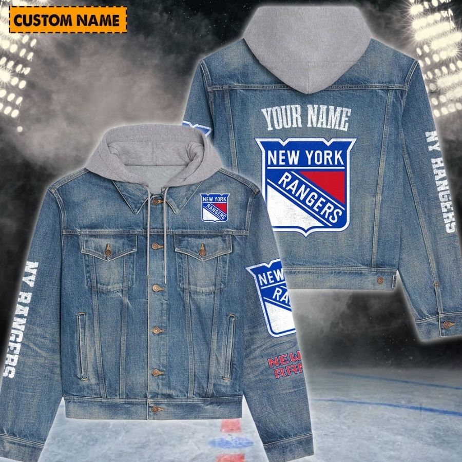 New York Rangers New Personalized Hooded Denim Jacket For Fans