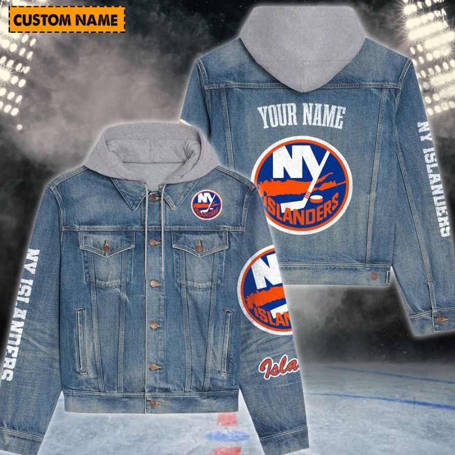 New York Islanders New Personalized Hooded Denim Jacket For Fans