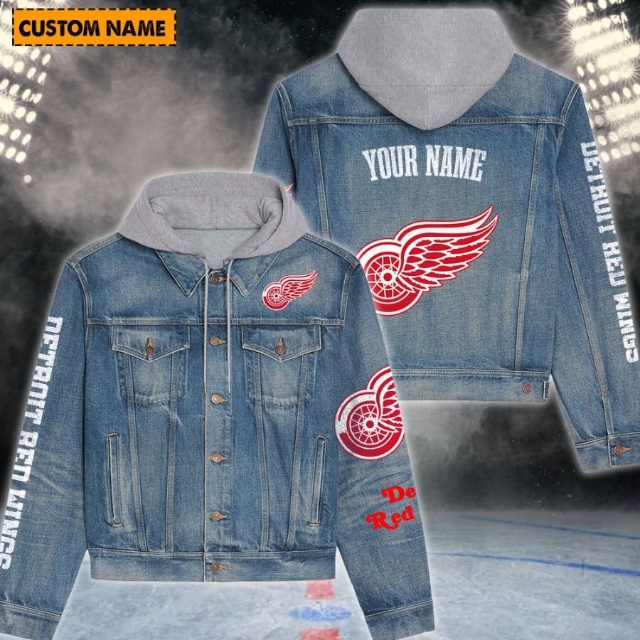 Detroit Red Wings New Personalized Hooded Denim Jacket For Fans