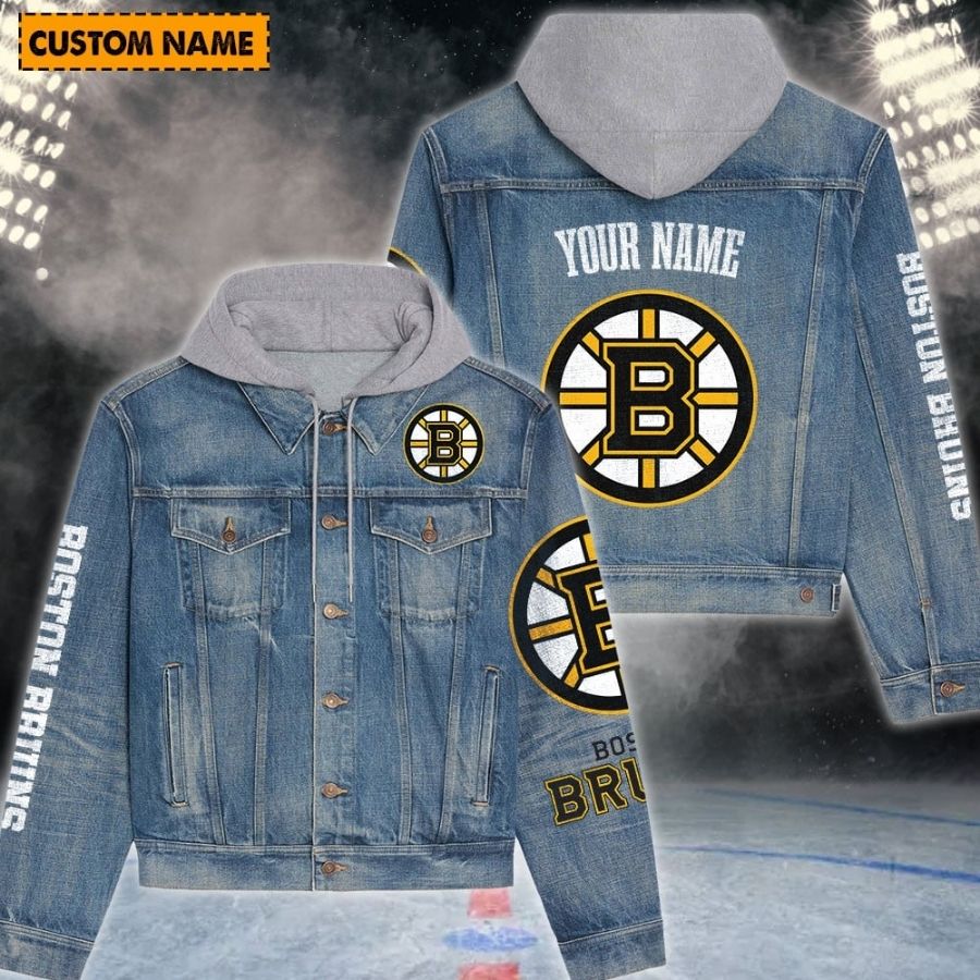 Boston Bruins New Personalized Hooded Denim Jacket For Fans