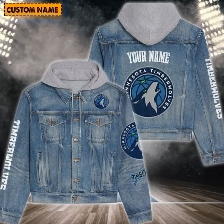 Minnesota Timberwolves New Personalized Hooded Denim Jacket For Fans