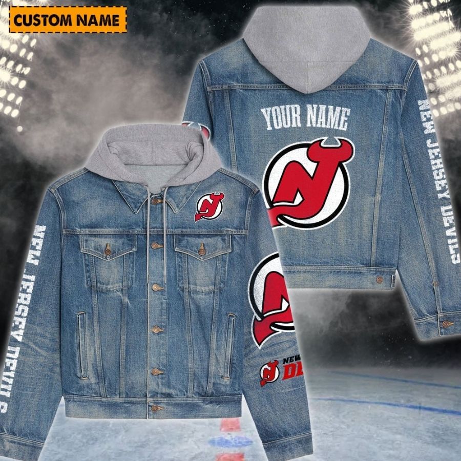 New Jersey Devils New Personalized Hooded Denim Jacket For Fans