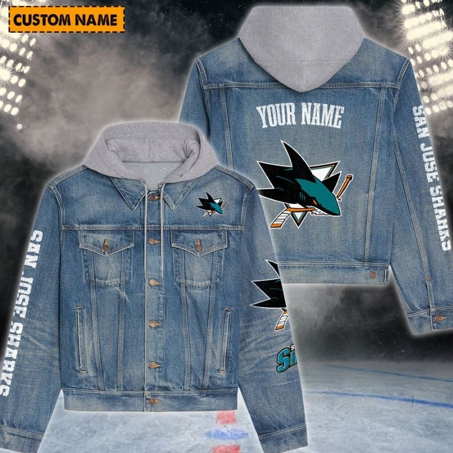 San Jose Sharks New Personalized Hooded Denim Jacket For Fans
