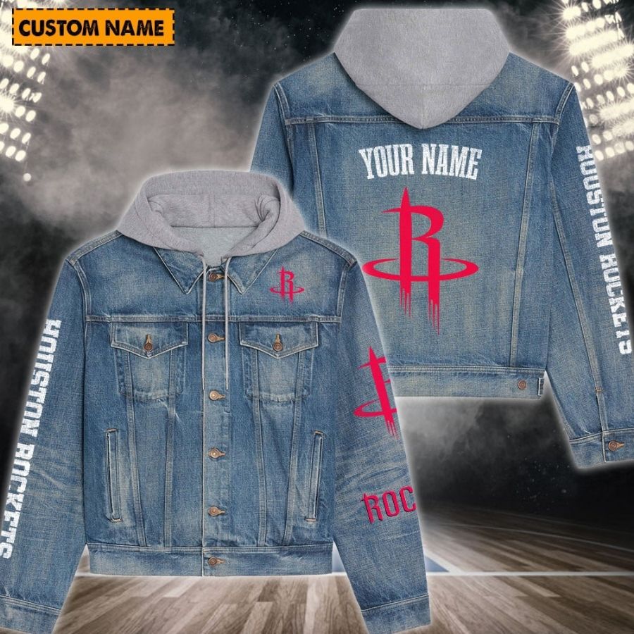 Houston Rockets New Personalized Hooded Denim Jacket For Fans
