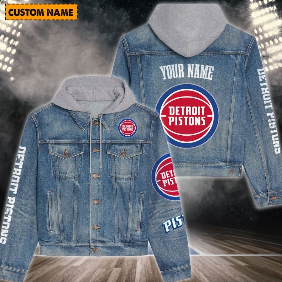 Detroit Pistons New Personalized Hooded Denim Jacket For Fans