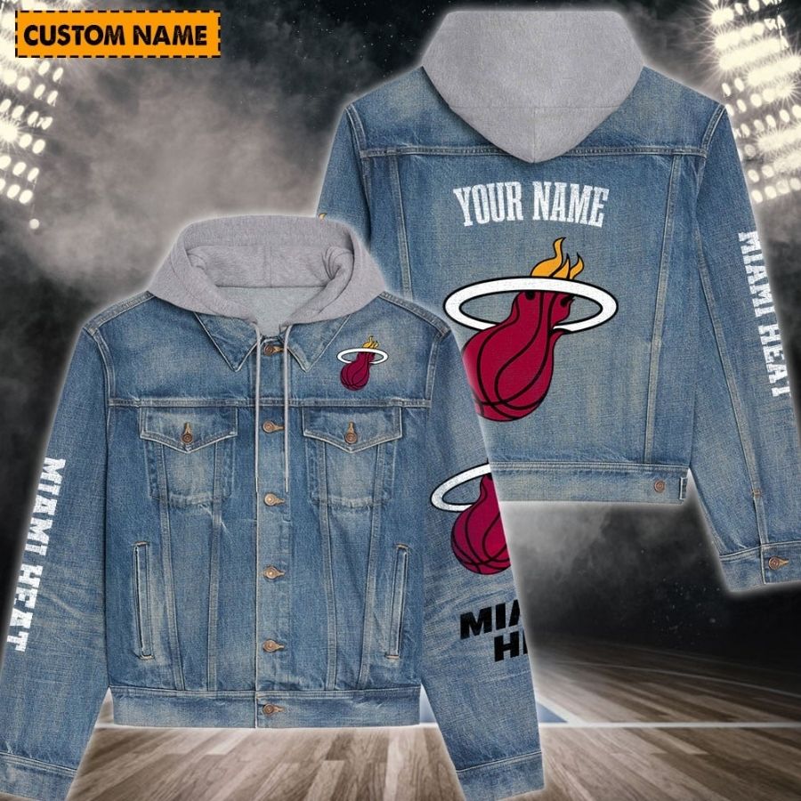 Miami Heat New Personalized Hooded Denim Jacket For Fans
