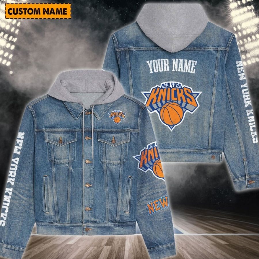 New York Knicks New Personalized Hooded Denim Jacket For Fans