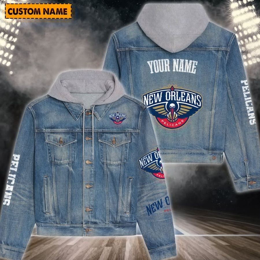 New Orleans Pelicans New Personalized Hooded Denim Jacket For Fans