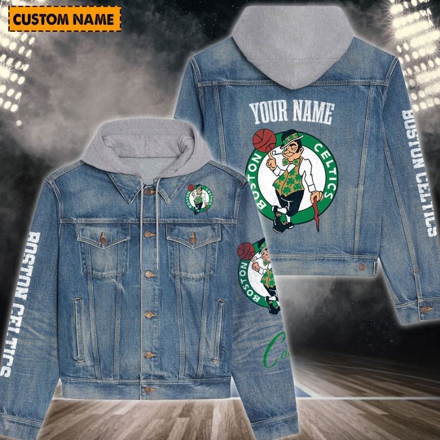 Boston Celtics New Personalized Hooded Denim Jacket For Fans