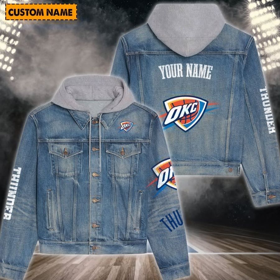 Oklahoma City Thunder New Personalized Hooded Denim Jacket For Fans