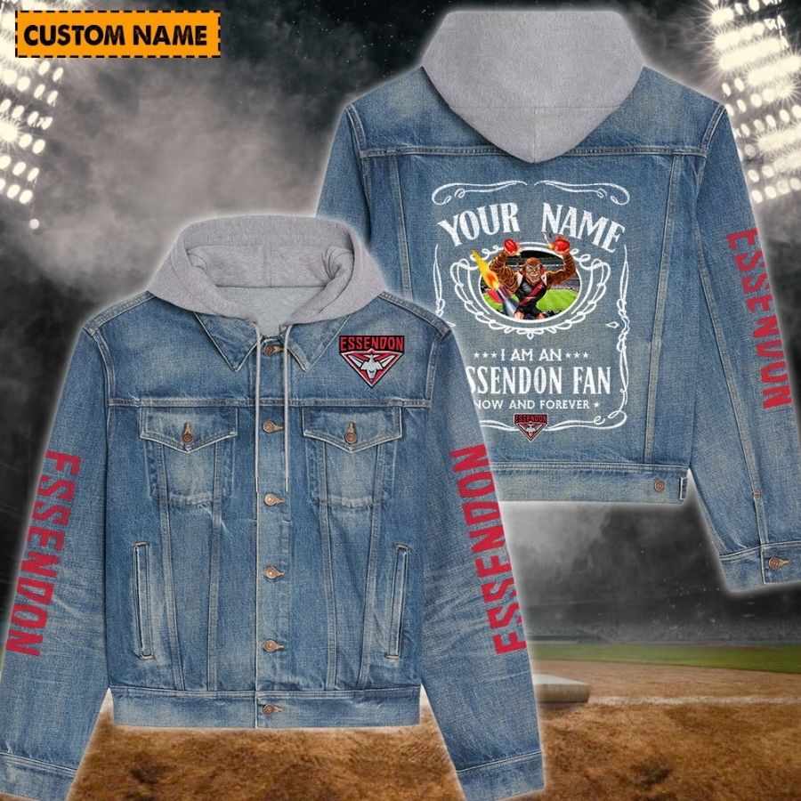 Essendon New Personalized Hooded Denim Jacket For Fans